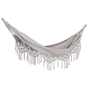 Beliani Garden Hammock Light Grey Cotton and Polyester Swing Seat Indoor Outdoor Boho Style Material:Cotton Size:150x0.5x290