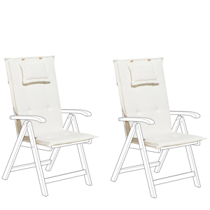 Beliani Set of 2 Garden Chair Cushion Off-White Polyester Seat Backrest Pad Modern Design Outdoor Pad Material:Polyester Size:45x71x50