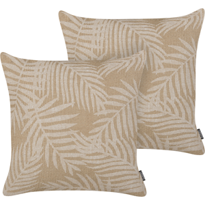 Beliani Set of 2 Scatter Cushions Beige Jute 45 x 45 cm  Natural Boho Style Decor Accessories Material:Jute Size:45x14x45