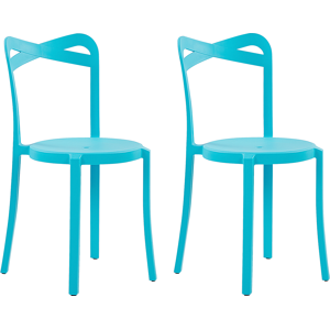 Beliani Set of 2 Garden Chairs Blue Polypropylene Lightweight Indoor Outdoor Weather Resistant Plastic Modern Material:Synthetic Material Size:40x80x38