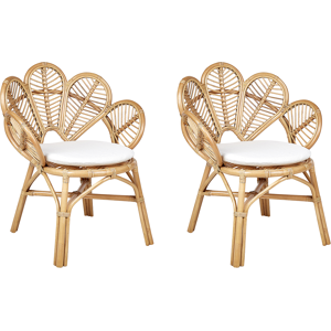 Beliani Set of 2 Peacock Chairs Natural Rattan 74 x 61 x 88 cm Garden Outdoor Indoor Boho Material:Rattan Size:61x88x74