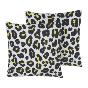 Beliani Set of 2 Outdoor Cushions Black and White Polyester 45 x 45 cm Leopard Animal Print Pattern Garden Patio Material:Polyester Size:45x10x45