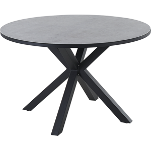 Beliani Garden Dining Table Grey Black Aluminium Round ø 120 cm Outdoor Modern Material:Aluminium Size:x75.5x120