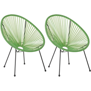 Beliani Set of 2 Garden Chairs Green PE Rattan Papasan Modern Material:PE Rattan Size:90x87x70