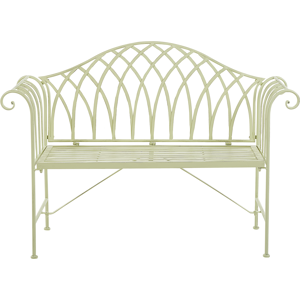 Beliani Outdoor Garden Bench Pistachio Light Green Metal 130 cm 2 Seater Flared Armrests Vintage Style Material:Iron Size:45x94x130