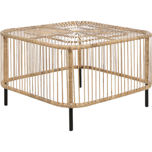 Beliani Rattan Garden Coffee Table Natural Rattan 67 x 67 cm Powder Coated UV Weather Stain Resistant Handmade Indoor Outdoor Living Room Terrace Patio Boho Style Material:Rattan Size:x45x67