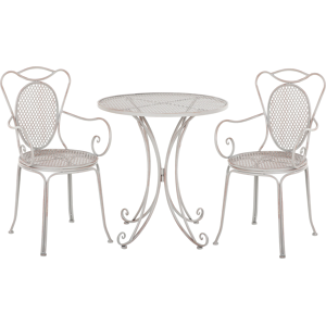 Beliani Bistro Set Grey Table 2 Chairs Shabby Chic French Material:Iron Size:xx