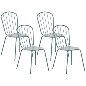 Beliani Set of 4 Garden Dining Chairs Light Blue Steel Modern Rust Resistant High Back Material:Steel Size:47x89x40