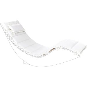 Beliani Sun Lounger Cushion White Fabric 180 x 60 cm Padded with Head Pillow Material:Polyester Size:60x5x180