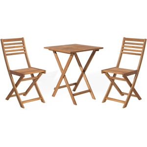 Beliani 3 Piece Bistro Set Light Solid Acacia Wood Folding Slatted Design Scandinavian Modern Material:Acacia Wood Size:xx