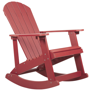 Beliani Garden Rocking Chair Red Plastic Wood Slatted Design Traditional Style Outdoor Indoor  Material:Plastic Wood Size:94x100x76