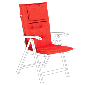 Beliani Garden Chair Cushion Red Polyester Seat Backrest Pad Modern Design Outdoor Pad Material:Polyester Size:45x71x50