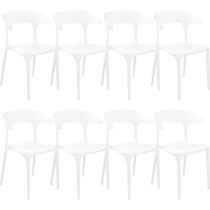 Beliani Set of 8 Garden Chairs White Polypropylene Lightweight Weather Resistant Plastic Indoor Outdoor Modern Material:Polypropylene Size:49x76x50