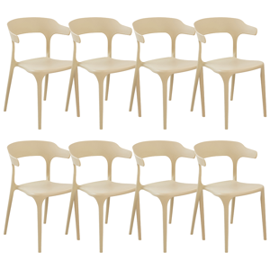 Beliani Set of 8 Garden Chairs Sand Beige Polypropylene Lightweight Weather Resistant Plastic Indoor Outdoor Modern Material:Polypropylene Size:49x76x50