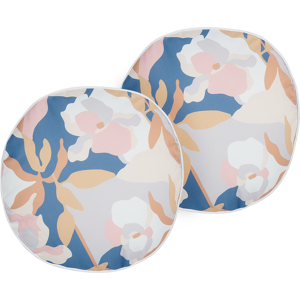 Beliani Set of 2 Garden Cushions Multicolour Polyester ⌀ 40 cm Floral Pattern Modern Outdoor Decoration Water Resistant  Material:Polyester Size:40x10x40