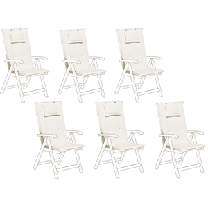 Beliani Set of 6 Garden Chair Cushion Off-White Polyester Seat Backrest Pad Modern Design Outdoor Pad Material:Polyester Size:45x71x50