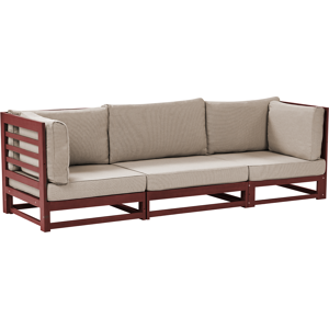 Beliani Garden Sofa Mahogany Brown Acacia Wood Outdoor 3 Seater Bench with Cushions Modern Design Material:Acacia Wood Size:75x72x235