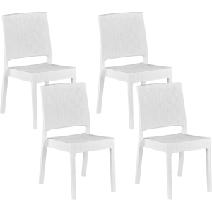 Beliani Set of 4 Garden Dining Chairs White Synthetic Material Stackable Outdoor Minimalistic Material:Synthetic Material Size:47x89x60