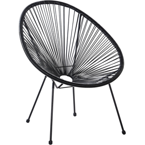 Beliani Garden Chair Black PE Rattan Papasan Modern Material:PE Rattan Size:90x87x70