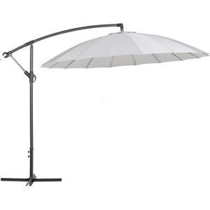 Beliani Cantilever Garden Parasol Light Grey Aluminium Frame Polyester Canopy 235 x 268 x 268 cm Adjustable Modern Design Outdoor Furniture Material:Polyester Size:268x235x268