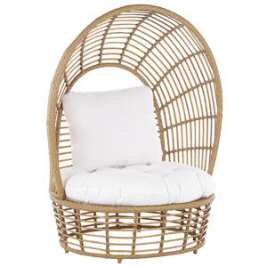 Beliani Basket Chair Beige Rattan Sitting Cushion High Backrest Boho Terrace Living Room Material:Rattan Size:83x150x109