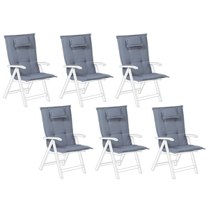 Beliani Set of 6 Garden Chair Cushion Blue Polyester Seat Backrest Pad Modern Design Outdoor Pad Material:Polyester Size:45x71x50