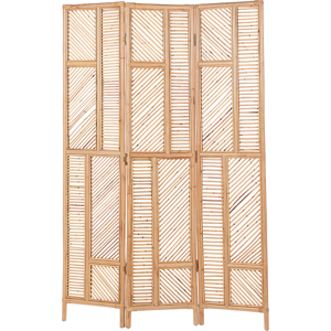 Beliani Room Divider Natural Rattan Frame 3 Panels Folding Decorative Wicker Screen Partition  Material:Rattan Size:3x180x117