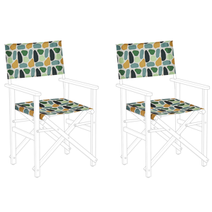 Beliani Set of 2 Garden Chairs Replacement Fabrics Polyester Multicolour Geometric Pattern Sling Backrest and Seat Material:Polyester Size:27/45x1x52/52