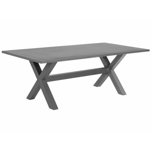Beliani Outdoor Dining Table Grey Aluminium Slatted Top 200 x 105 cm Rectangular Outdoor Modern Industrial Material:Aluminium Size:x74x105