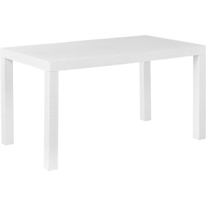 Beliani Garden Dining Table White 140 x 80 cm 6 Seater Rectangular Outdoor Minimalistic Material:Synthetic Material Size:x76x80