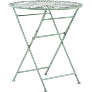 Beliani Outdoor Bistro Table Green Metal Folding Vintage Ornaments Material:Iron Size:x75x70