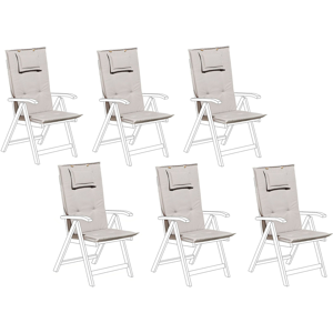 Beliani Set of 6 Garden Chair Cushion Taupe Polyester Seat Backrest Pad Modern Design Outdoor Pad Material:Polyester Size:45x71x50