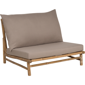 Beliani Low Chair Light Bamboo Wood Taupe Backrest Seat Cushions Slipper Design Indoor and Outdoor Modern Rustic Design Material:Bamboo Wood Size:85x74x102