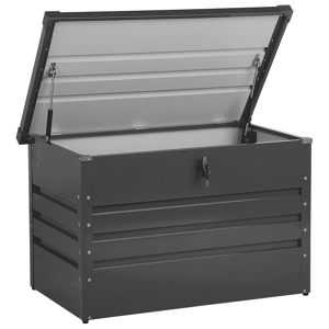 Beliani Outdoor Storage Box Grey Galvanized Steel 300 L Industrial Garden Material:Steel Size:62x64x100
