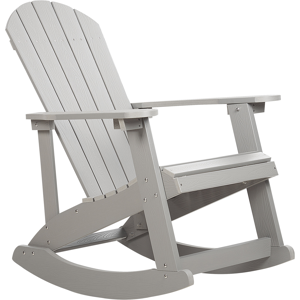 Beliani Garden Rocking Chair Light Grey Plastic Wood Slatted Design Traditional Style Outdoor Indoor  Material:Plastic Wood Size:94x100x76