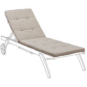 Beliani Garden Sun Lounger Cushion Beige 192 x 56 cm with Straps Tufted Modern Design Material:Synthetic Material Size:56x5x192