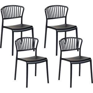 Beliani Set of 4 Dining Chairs Plastic Black Indoor Outdoor Garden Stacking Minimalistic Style Material:Synthetic Material Size:50x78x45