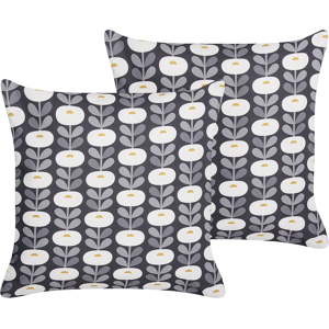 Beliani Set of 2 Garden Cushions Grey Polyester 45 x 45 Geometric Pattern Modern Outdoor Decoration Water Resistant Material:Polyester Size:45x10x45