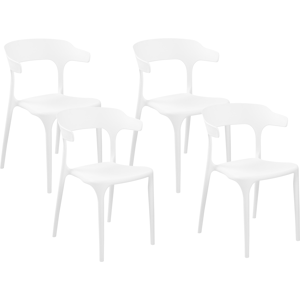 Beliani Set of 4 Garden Chairs White Polypropylene Lightweight Weather Resistant Plastic Indoor Outdoor Modern Material:Polypropylene Size:49x76x50