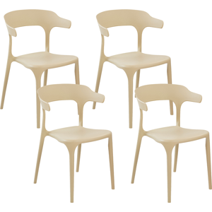 Beliani Set of 4 Garden Chairs Sand Beige Polypropylene Lightweight Weather Resistant Plastic Indoor Outdoor Modern Material:Polypropylene Size:49x76x50