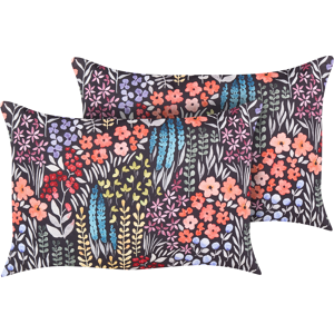 Beliani Set of 2 Outdoor Cushions Multicolour Polyester 40 x 60 cm Rectangular Floral Print Pattern Scatter Pillow Garden Patio Material:Polyester Size:40x10x60