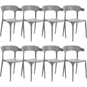 Beliani Set of 8 Garden Chairs Dark Grey Polypropylene Lightweight Weather Resistant Plastic Indoor Outdoor Modern Material:Polypropylene Size:44x76x52