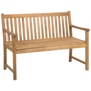 Beliani Garden Bench Light Acacia Wood 120 cm Slatted Design Outdoor Patio Rustic Style Material:FSC® Certified Acacia Wood Size:61x88x120