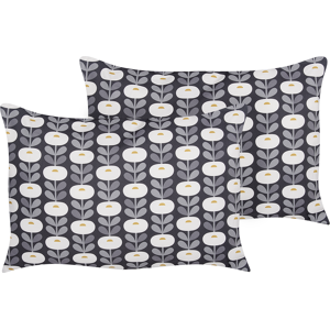 Beliani Set of 2 Garden Cushions Grey Polyester Geometric Pattern 40 x 60 cm Modern Outdoor Decoration Water Resistant Material:Polyester Size:60x10x40