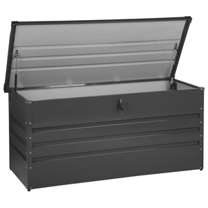 Beliani Outdoor Storage Box Grey Galvanized Steel 400 L Industrial Garden Material:Steel Size:62x64x132