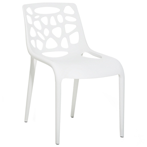 Beliani Chair White Plastic Seat Carved Pattern Back Kitchen Chair Material:Synthetic Material Size:51x80x47