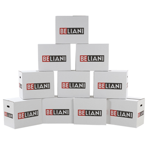 Set of 10 Moving Boxes White EB Corrugated Cardboard 55 x 35 x 45 cm with Beliani Logo Storage Box Folding Cardboard Material:Paper Size:35x45x55