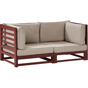 Beliani Garden Sofa Mahogany Brown Acacia Wood Outdoor 2 Seater Bench with Cushions Modern Design Material:Acacia Wood Size:75x72x150