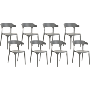 Beliani Set of 8 Garden Chairs Light Grey Polypropylene Lightweight Weather Resistant Plastic Indoor Outdoor Modern Material:Polypropylene Size:44x76x52