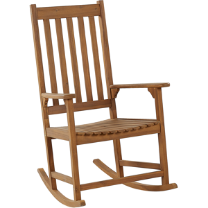 Beliani Rocking Chair Light Wood Acacia 66 x 77 x 110 cm Indoor Outdoor Patio Balcony Rustic Material:Acacia Wood Size:77x110x66